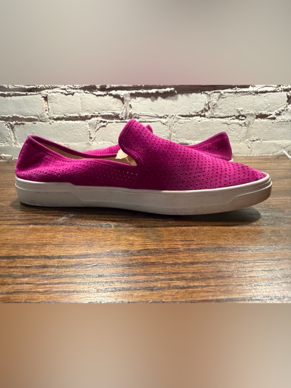 Via Spiga Perforated Slip-On Sneakers in Fuchsia